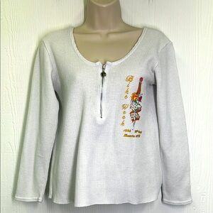 JB Fashions - 1998 Laconia NH Bike Week Half Zip Graphic Thermal Blouse Medium